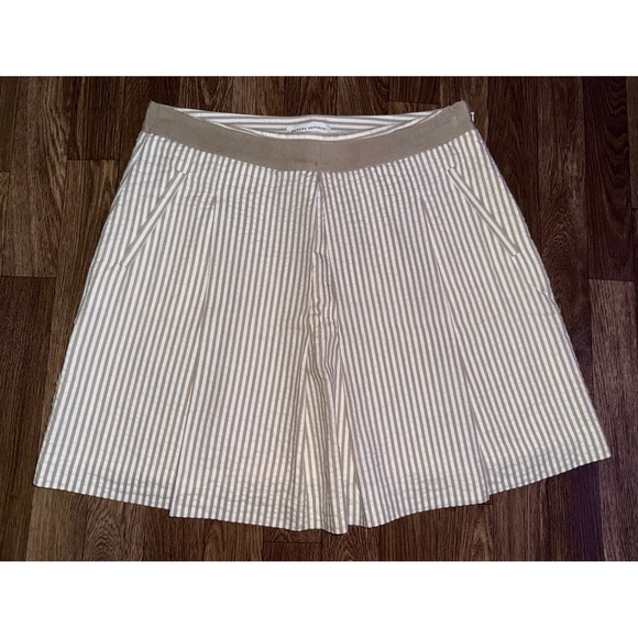 Banana Republic Dresses & Skirts - Banana‎ Republic Striped A-Line Skirt Women Size 10 Beige White Cotton Pleated